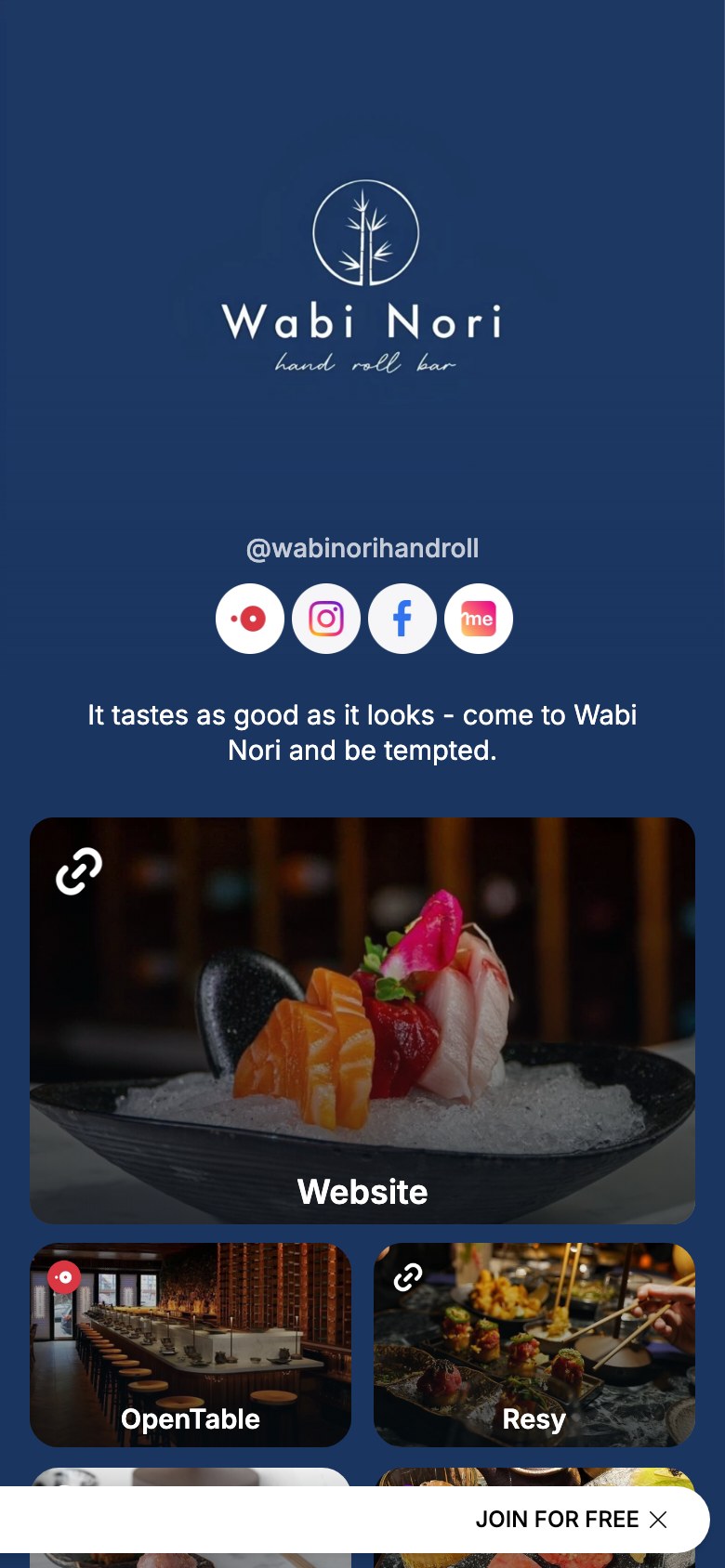The wabinorihandroll page on Linkme